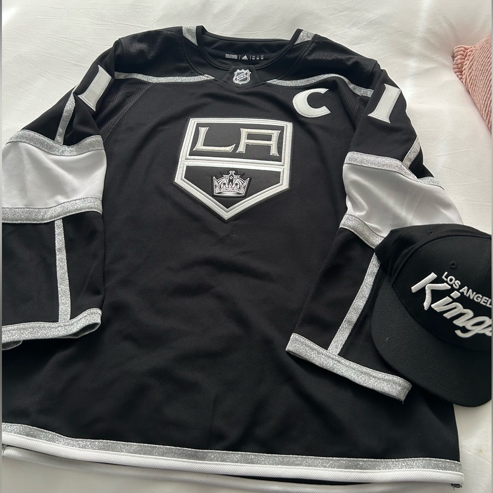 Adidas Los Angeles Kings Black NHL Jersey Kopitar + Classic Retro Hat